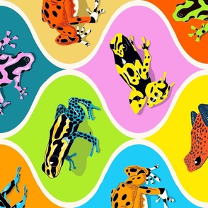 Poison Dart Frogs on Bright Tiles 24x24 sideways