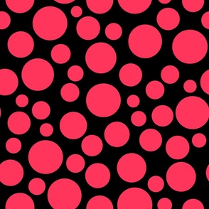 retro pattern black with red polka dots