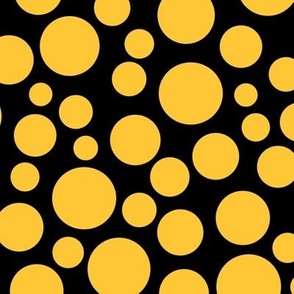 yellow polka dots on black retro background
