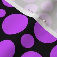 purple polka dots on black background