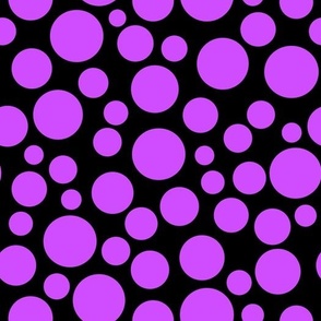  purple polka dots on black background