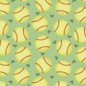 Softball and Hearts - Green