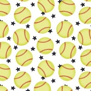 Softball and Stars - White