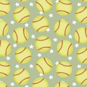 Softball and Stars - Green