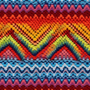 Cheveron Rainbow and Water Ripples Intensely Saturated Punch Needle Embroidery Print