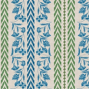 floral stripes green and blue less details