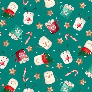 Small-Fun Christmas Marshmallows on Turquoise