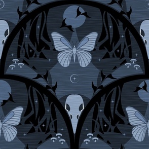So It Goes / Forest Biome / Gothic / Dark Moody / Skull Butterfly / Halloween / Cyanotype / Large