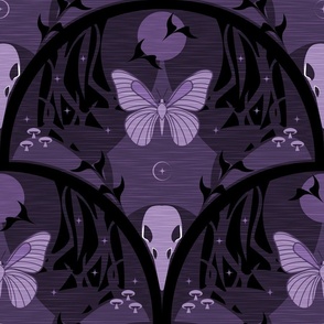 So It Goes / Forest Biome / Gothic / Dark Moody / Skull Butterfly / Halloween / Violet / Large