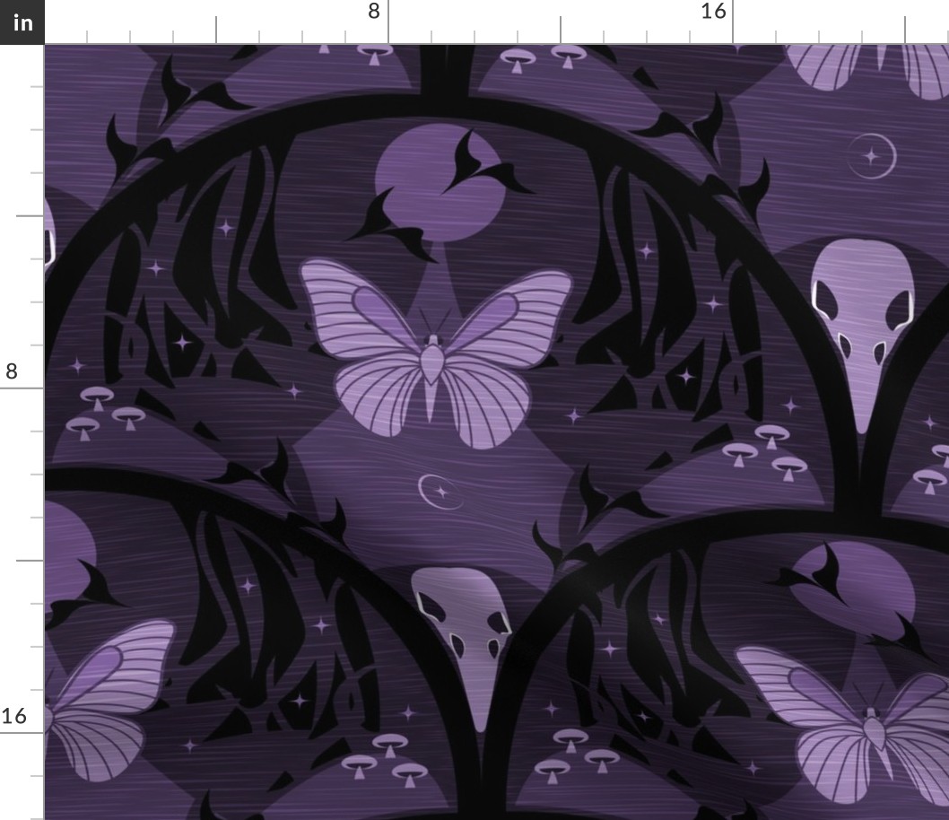 So It Goes / Forest Biome / Gothic / Dark Moody / Skull Butterfly / Halloween / Violet / Large