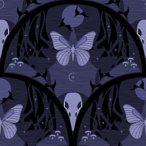 So It Goes / Forest Biome / Gothic / Dark Moody / Skull Butterfly / Halloween / Indigo / Large