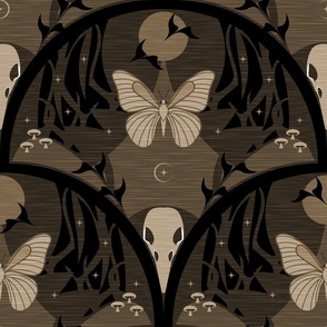 So It Goes / Forest Biome / Gothic / Dark Moody / Skull Butterfly / Halloween / Sepia / Large