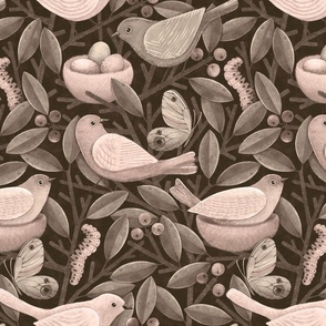 The Birds & The Berries - tawny brown monochrome 