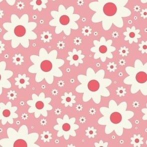 Retro daisy in pale pink for modern nursery décor, baby accessories, kids apparel, children bed linen