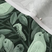 The Birds & The Berries - sage green monochrome, small 