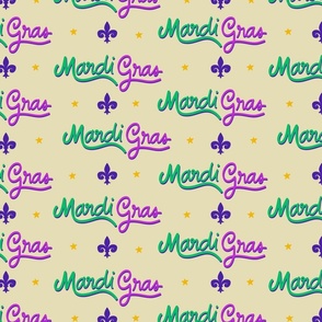 Large Mardi Gras Lettering on Yellow