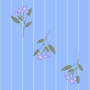 Bright Floral Pinstripes - Anakiwa Blue Floral