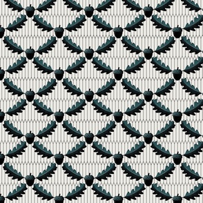 oak leaves grid garland  blackforest  teal -  small