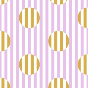 dots and stripes/pink lilac and mustard