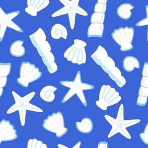 Beach Living Sea Shells on Royal Blue