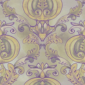  Stylized tomato with baroque accanths in pastel inky yellow shades
