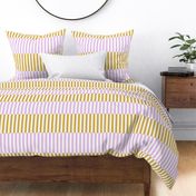 offset horizontal stripes/mustard and pink lilac