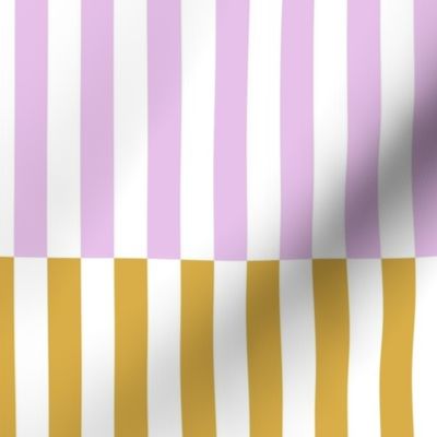 offset horizontal stripes/mustard and pink lilac
