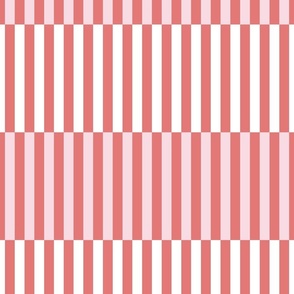offset horizontal stripes/coral and blush
