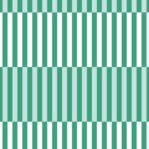 offset horizontal stripes/green and mint