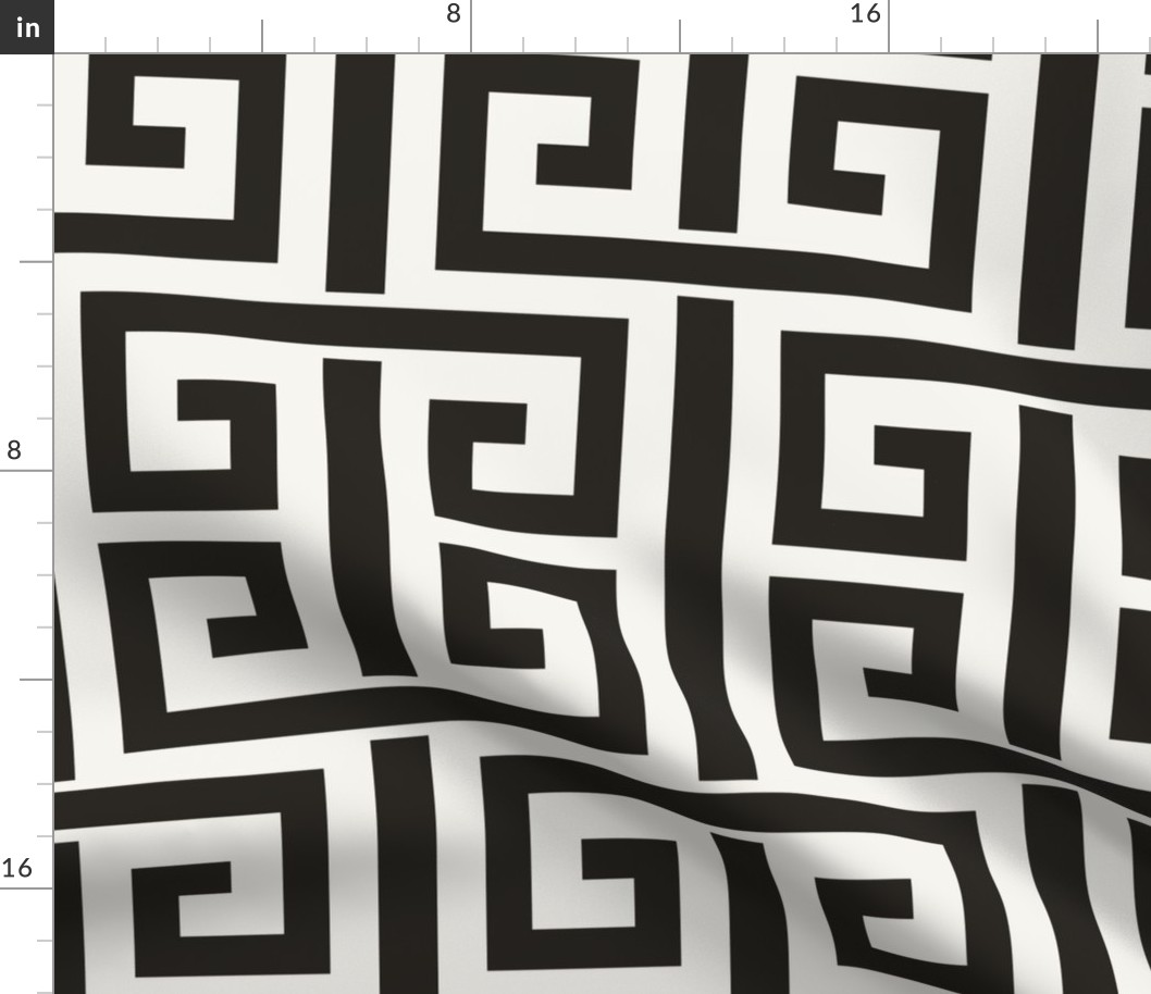 greek key/charcoal and cream/large