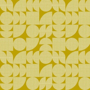 RetroTexture Geometric Patchwork Pattern No. 2 On Mustard Yellow