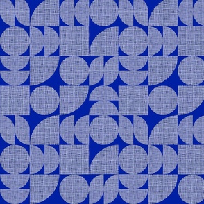 RetroTexture Geometric Patchwork Pattern No 2 On Blue