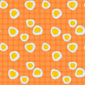 Funny spots on a yellow checkered background