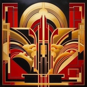 1920's Art Deco Opulence Red Black & Gold 
