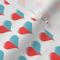 Hearts in Red and Teal