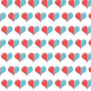 Hearts in Red and Teal