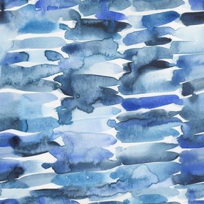 Serene Indigo Blue Watercolor Seamless pattern