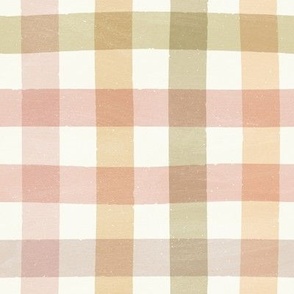 Large Soft Pastel Check - Spring Easter Gingham in Warm Colors | Ochre Pink Green