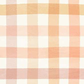 Large Soft Pastel Check with Painted Texture - Spring Easter Gingham in Warm Colors | Multicolored Ochre Pink Gold