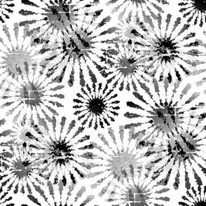 Black Gray and White Floral Burst Pattern