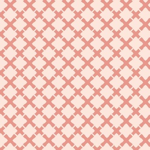 Lattice Squares, coral and pink