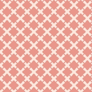 Lattice Squares, coral on pink