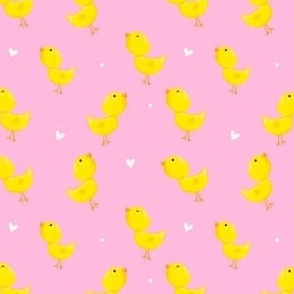 Easter Yellow Chicks on Soft Pink