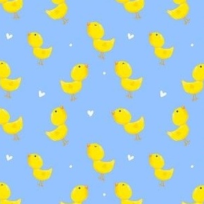 Easter Yellow Chicks on Sky Blue