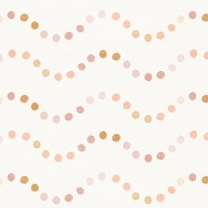 Large Multicolored Dotted Waves Golden | Easter Spring Colorful Dots in Wavy Lines
