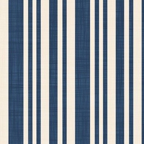 Striped French Country Table Linen in Cobalt Blue