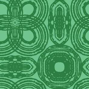 (S) Abstract Modern Mandala in Bold Green