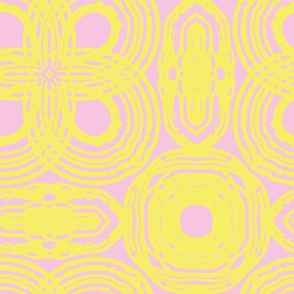 (L) Abstract Modern Mandala in Bold Yellow and Petal Pink