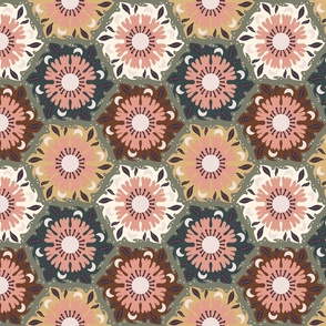 Hexagon Floral Dried Tiles