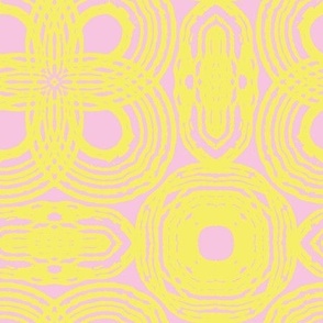 (S) Abstract Modern Mandala in Bold Yellow and Pink